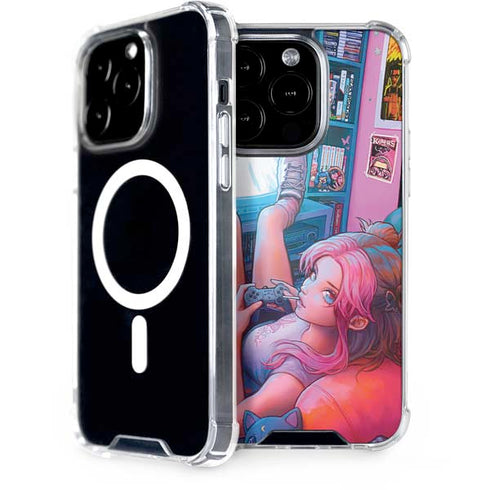 Pink Hair Anime Gamer Girl by Ivy Dolamore iPhone 15 Pro MagSafe Case